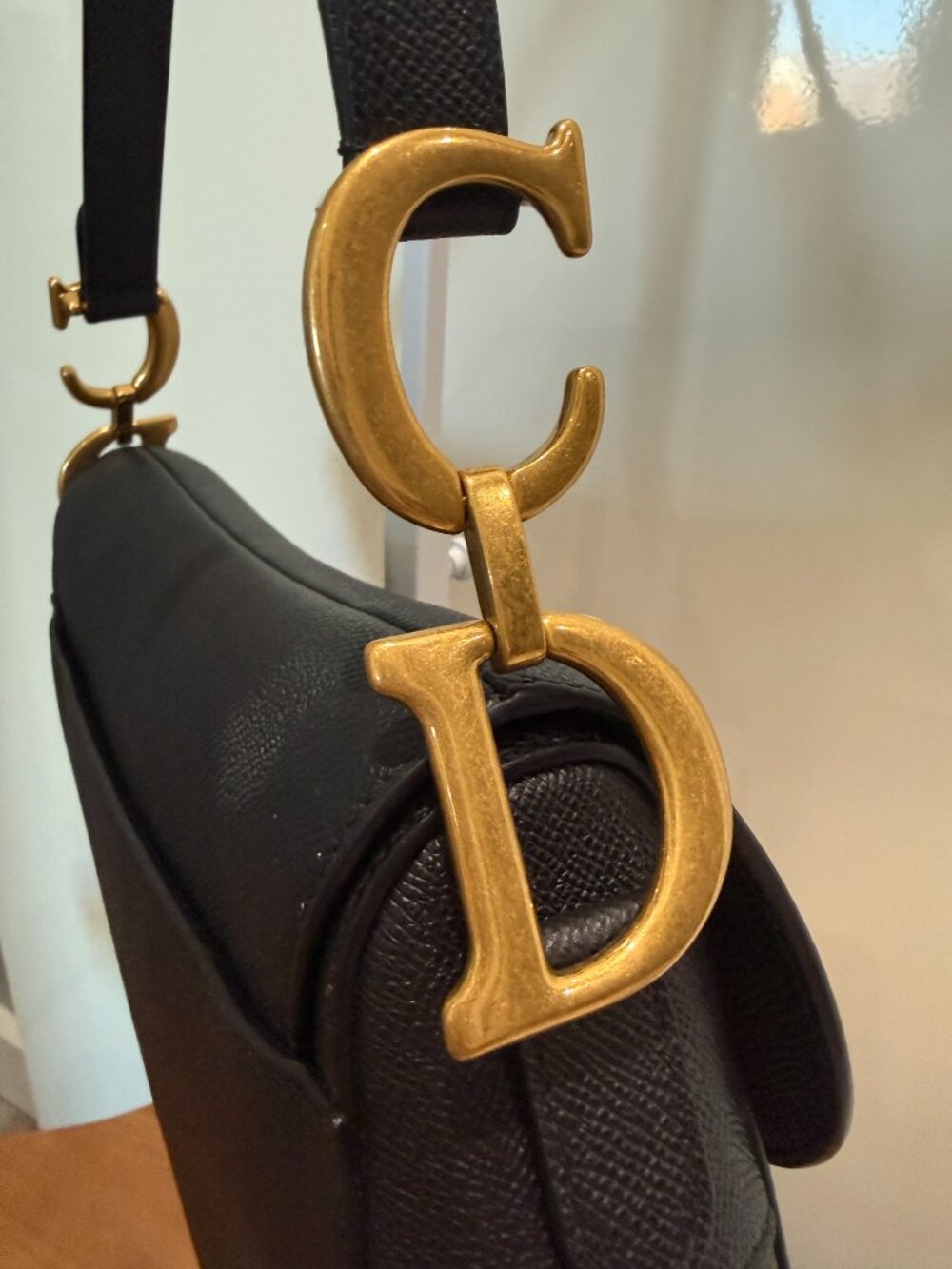 Dior Grained Calfskin Saddle Bag Black Medium - Picture 8 of 14